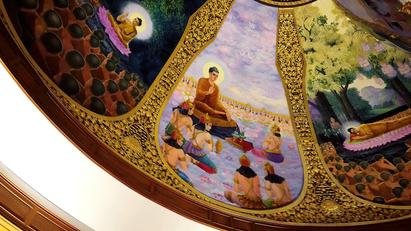 จิตรกรรม: แสดงธรรม ณ สวรรค์ชั้นดาวดึงส์